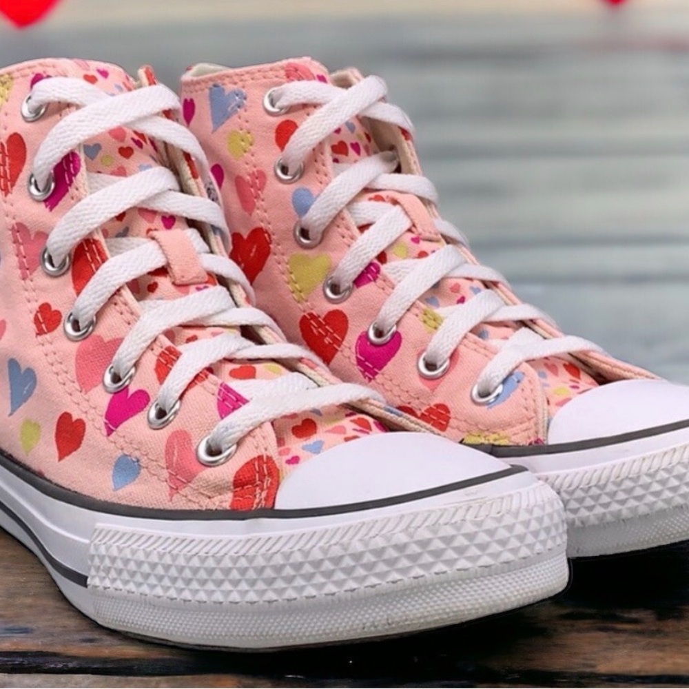 Converse Cream and Pink High-Tops